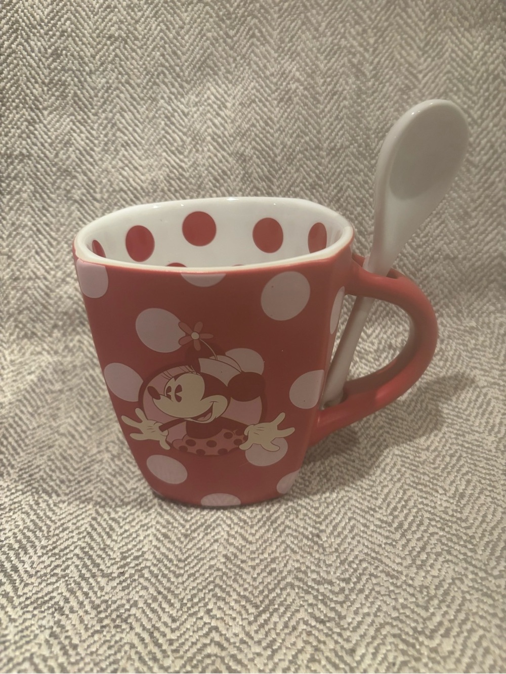 Disney Red and White Polka Dot Minnie Mug with Spoon